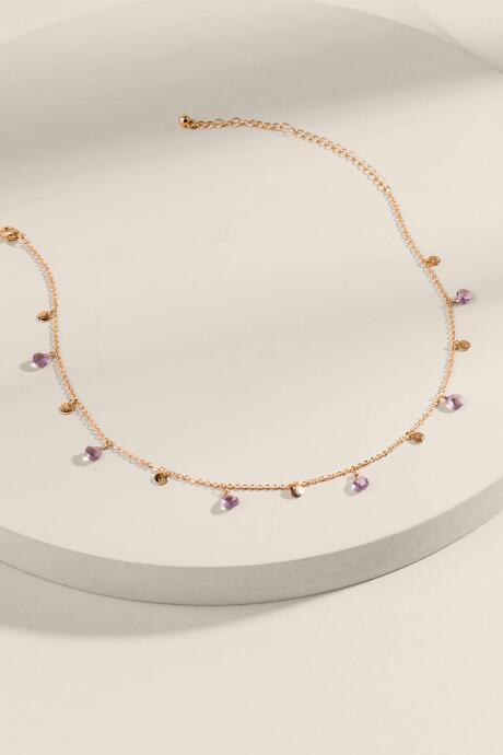 Francesca's Macie Semi-precious Drop Choker - Purple