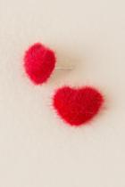 Francesca's Valentina Poofy Heart Stud - Red