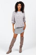 Francesca's Melbourne Pointelle Sweater - Gray