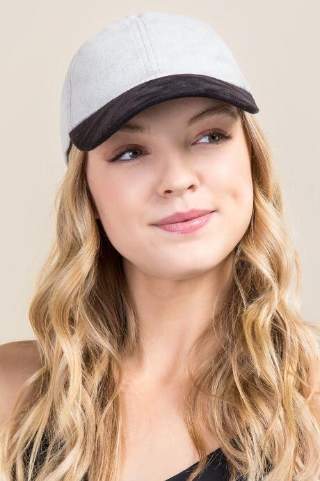 Francesca's Larisa Two Tone Baseball Cap - Light Gray