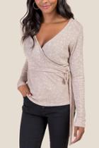 Francesca's Kara Wrapped Knit Top - Camel