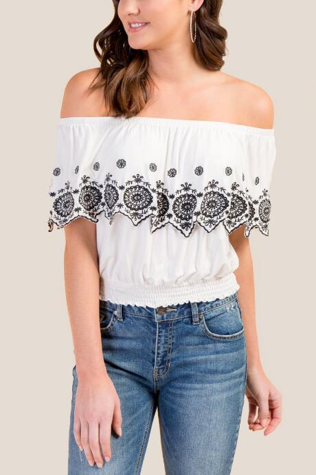 Francesca's Marcella Off The Shoulder Top - White