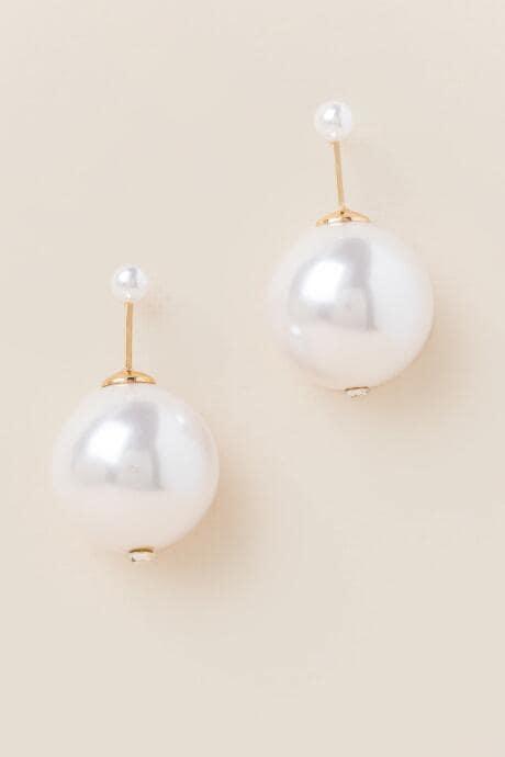 Francesca's Carolyn Double Pearl Drop Earring - Pearl