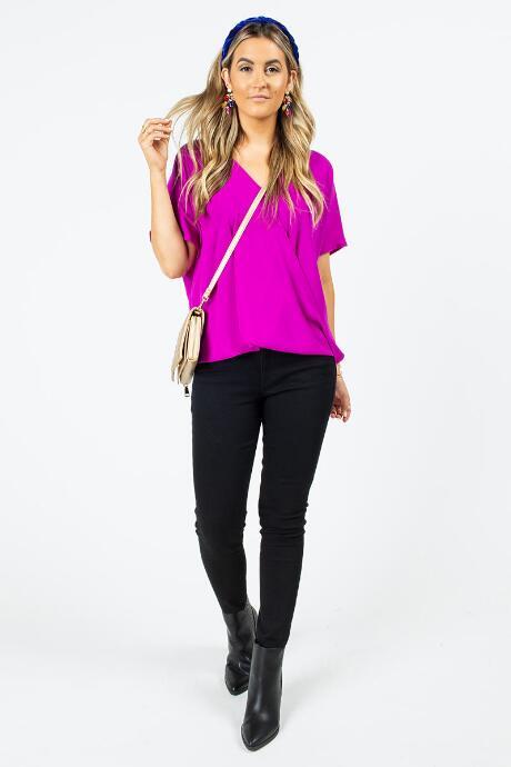 Francesca's Wenona Surplice Blouse - Purple