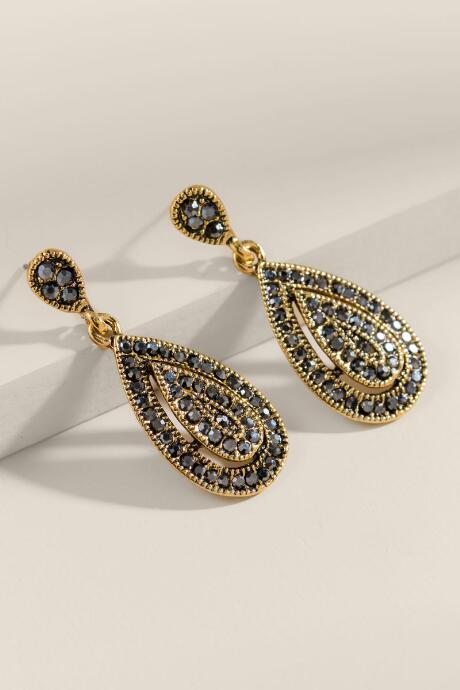 Francesca Inchess Kaylee Double Teardrop Earrings - Hematite
