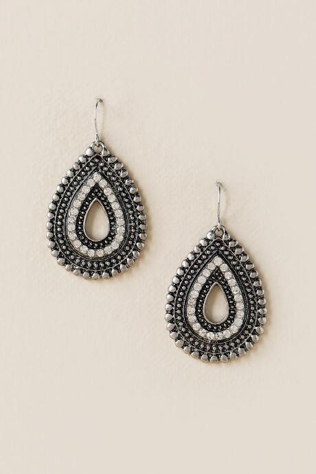 Francesca's Miranda Pav Metal Teardrop Earring - Silver