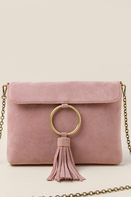 Francesca's Selina Suede Clutch - Rose