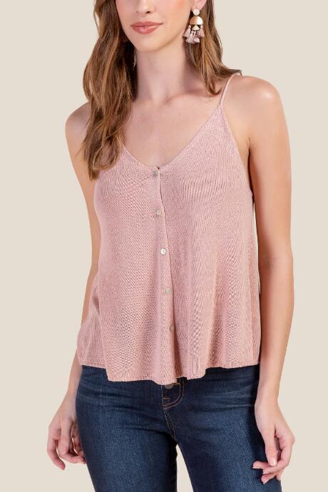 Francesca's Andrea Button Front Swing Tank Top - Blush