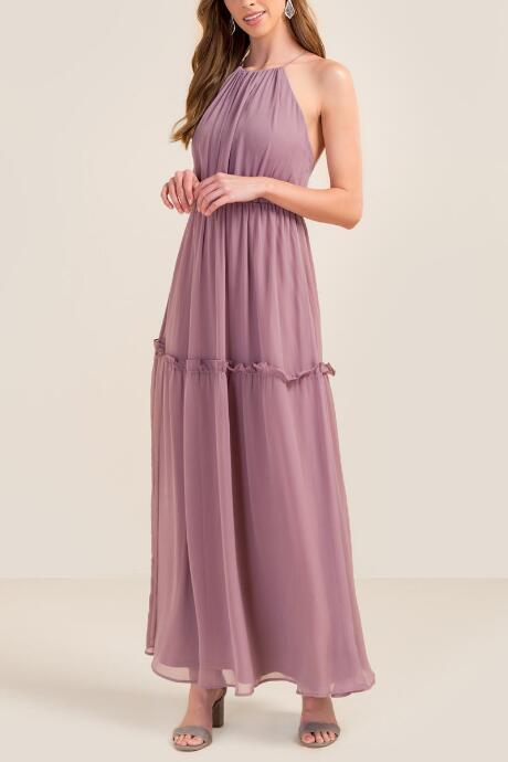 Francesca's Charlotte Ruffle Tiered Maxi Dress - Mauve