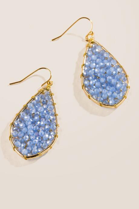 Francesca's Lexis Woven Beaded Drop Earrings - Periwinkle