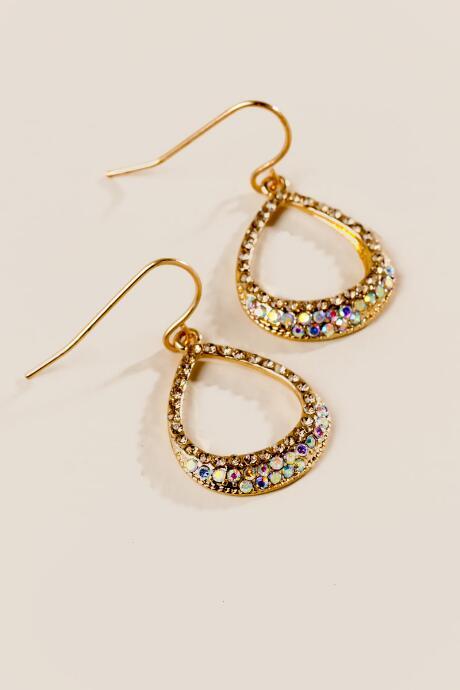 Francesca's Aliah Pave Teardrop Earrings - Crisp Champagne