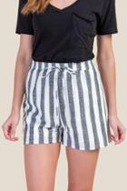 Francesca's Sheila Striped Shorts - Black