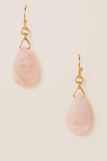 Francesca's Jaci Rose Quartz Teardrop Earrings - Pale Pink