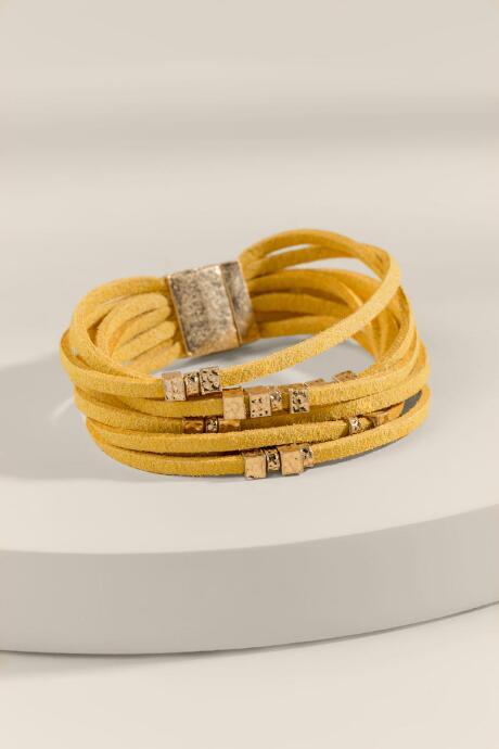 Francesca's Hadley Leather Beaded Wrap Bracelet - Marigold