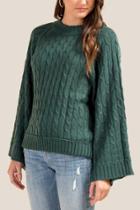 Francesca's Tassia Trumpet Sleeve Sweater - Forest