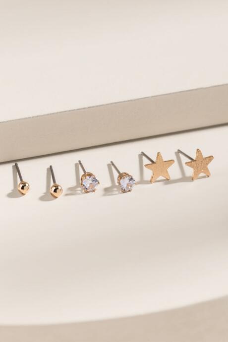 Francesca's Kailey Star Stud Earring Set - Gold