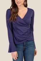 Francesca Inchess Ayanna Ruched Side Bell Sleeve Top - Ink Navy