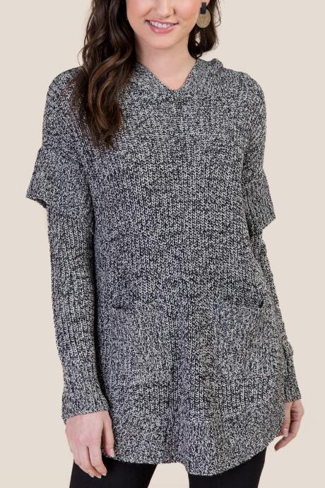 Francesca's Liz Hooded Poncho - Gray