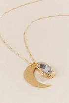 Francesca's Luna Druzy Moon Charm Pendant - Gold