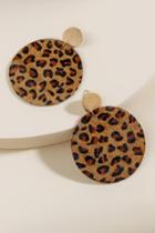 Francesca's Elaina Leopard Circle Drop Earrings - Leopard