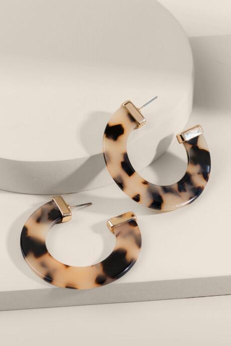 Francesca's Riley Tort Hoop Earrings - Amber