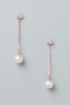 Francesca's Priscilla Cubic Zirconia Linear Earring In Rose Gold - Pearl