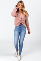 Francesca's Julian Knotted Back Sweater - Blush