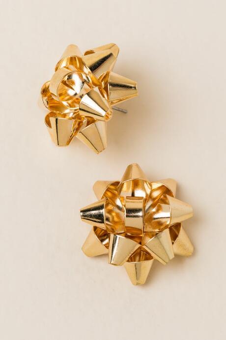 Francesca Inchess Holiday Bow Stud Earrings In Gold - Gold