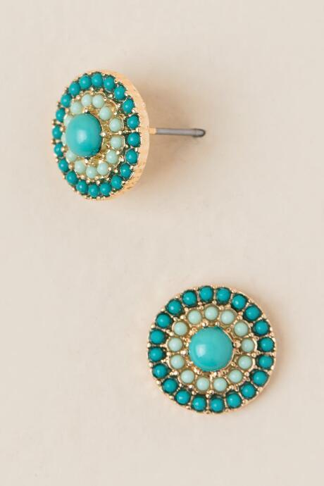Francesca's Aviva Circle Bead Stud Earring - Mint
