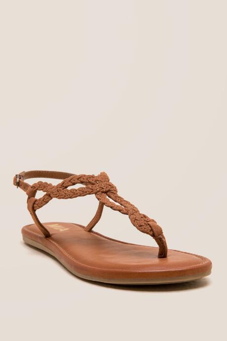 Mia Martha Faux Suede T-strap Sandal - Cognac