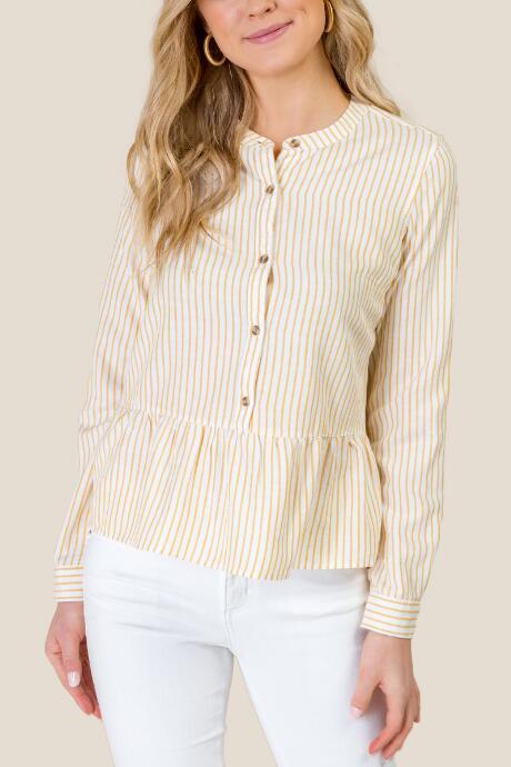 Francesca's Kayla Peplum Button Down - Ivory