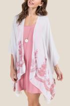 Francescas Fiona Sheer Embroidered Ruana - White