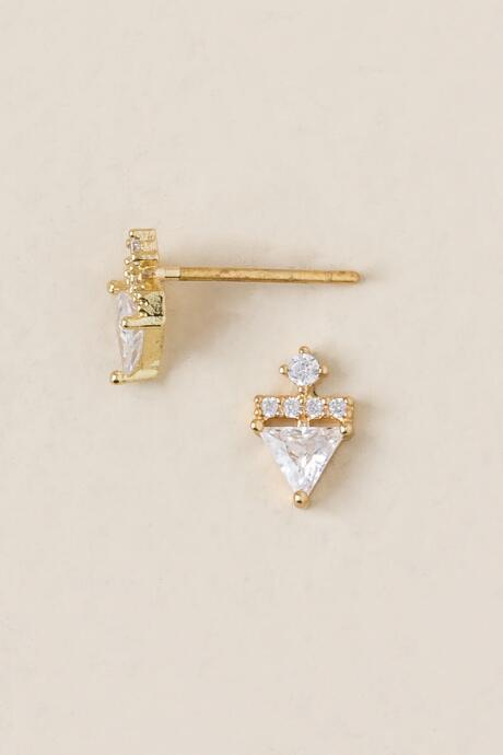 Francesca's Shirley Crystal Triangle Studs - Crystal