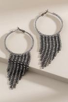 Francesca's Kaitlin Crystal Fringed Hoop Earrings - Hematite