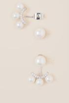 Francesca's Camden Cubic Zirconia Pearl Stud Earring - Pearl
