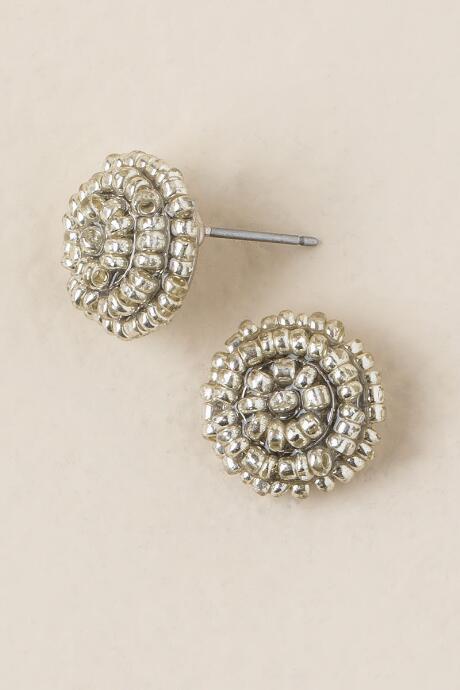 Francesca's Arlene Woven Bead Studs In Silver - Silver