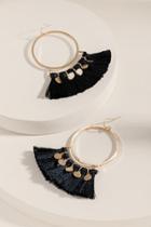 Francesca's Fria Tassel Coin Hoops - Black