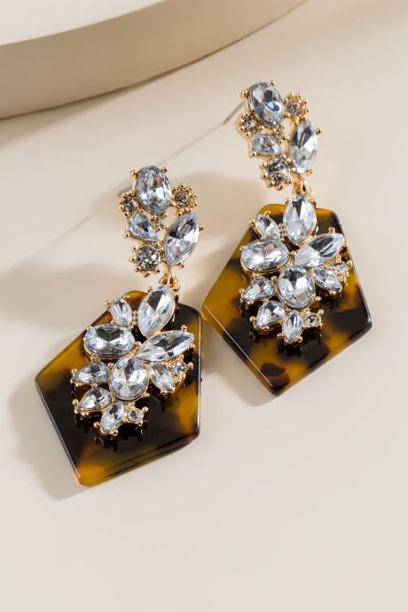 Francesca's Mila Tortoise Statement Earrings - Amber