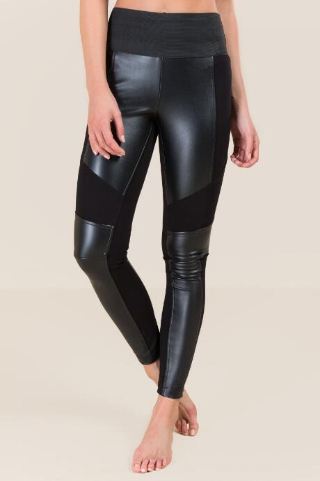 Francesca's Julie Moto Pu Ponte Pants - Black