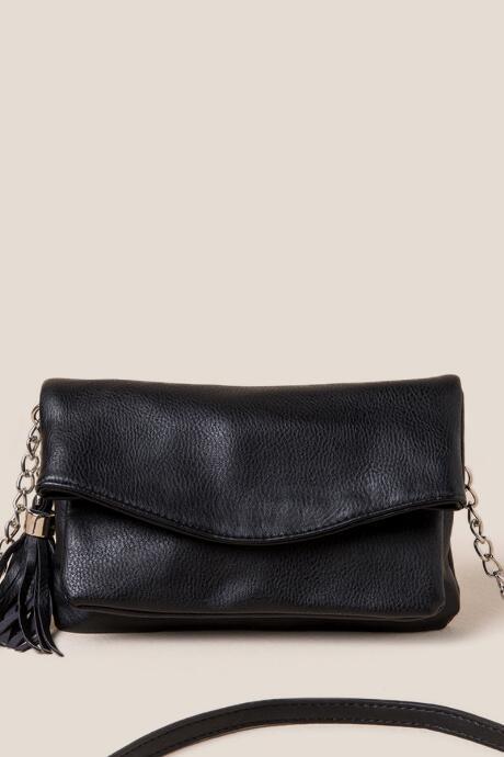 Francesca's Gianna Foldover Crossbody In Black - Black