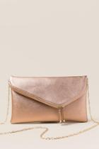 Francesca's Cai Rose Gold Angled Crossbody Clutch - Rose/gold