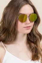 Francesca's Lucky Flat Lens Aviator Sunglasses - Pink