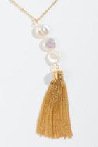 Francesca's Bethany Freshwater Pearl Tassel Necklace - Pearl