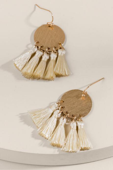 Francesca's Jenny Tassel Statement Earrings - Ivory