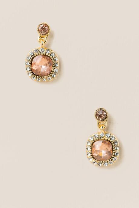 Francesca's Rebekah Square Trim Drop Earring - Blush