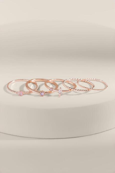 Francesca's Jessica Textured Ring Set - Pink