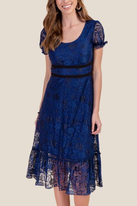 Francesca's Samantha Lace Midi Dress - Navy