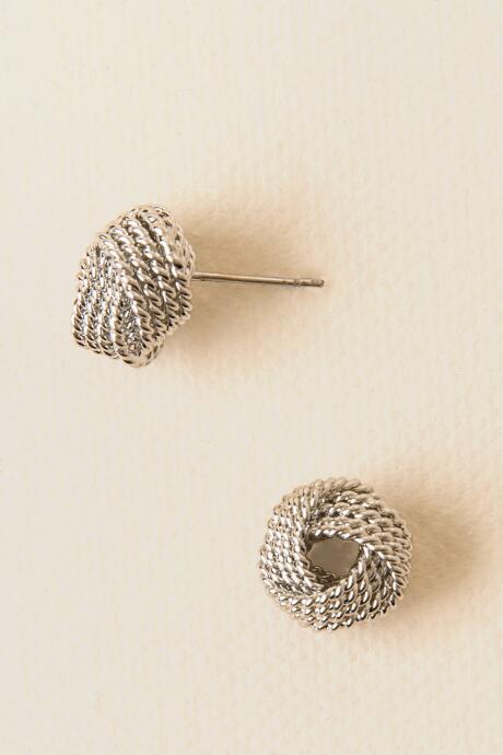 Francesca's Brittney Chain Texture Knot Stud - Silver