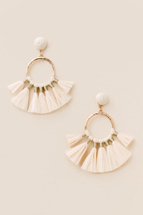 Francesca's Summerdale Raffia Statement Earrings - Ivory