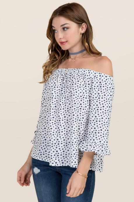 Blue Rain Cora Off The Shoulder Floral Top - White